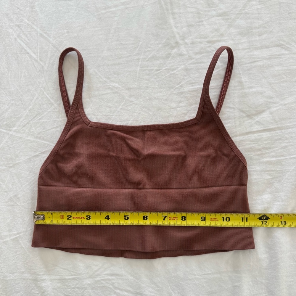 Free People Bundle - Spaghetti Straps Cropped Bra Tops Sage Green + Mauve Brown - Picture 11 of 12